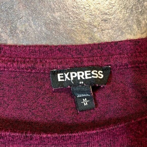 Express Red Wine Maroon Burgundy Three Quarter Sleeve Ruched on Side Sweater Med - Picture 8 of 9